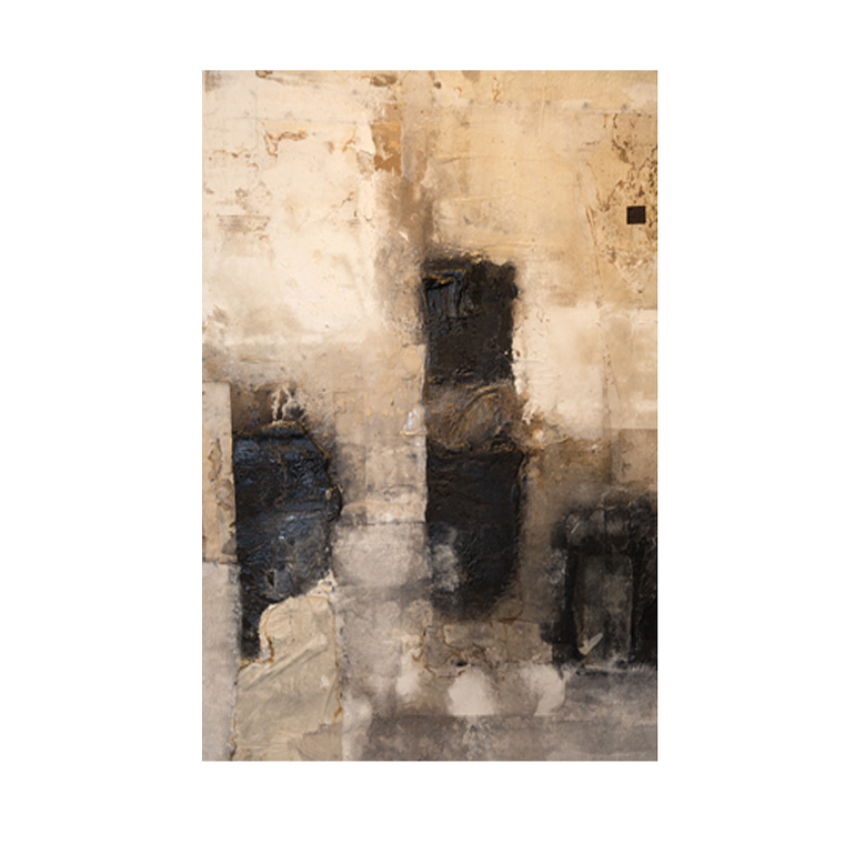 Quadro Decorativo Abstrato Moderno Nude e Preto 2