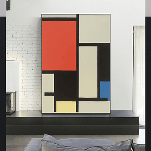 Quadro Decorativo Abstrato Geométrico Vermelho Preto