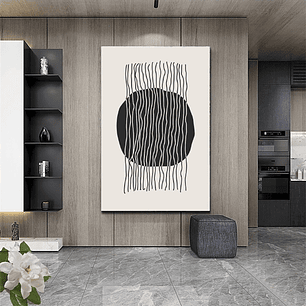 Quadro Decorativo Abstrato Minimalista Preto e Nude II