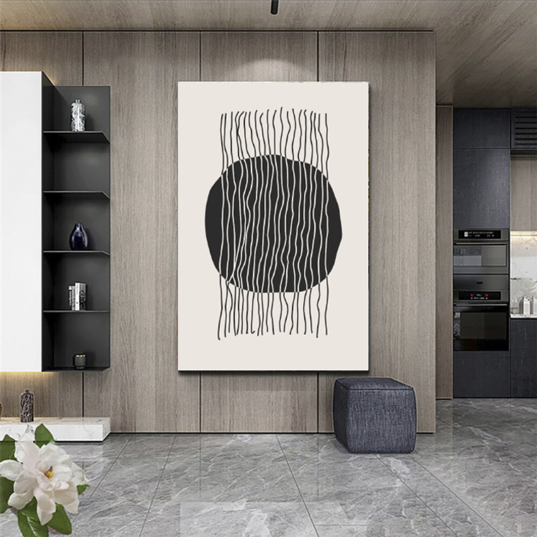 Quadro Decorativo Abstrato Minimalista Preto e Nude II 1