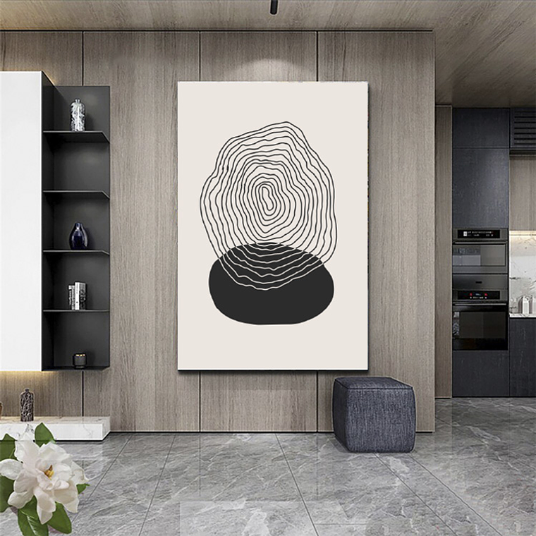 Quadro Decorativo Abstrato Minimalista Preto e Nude III 1