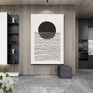 Quadro Decorativo Abstrato Minimalista Preto e Nude IIII