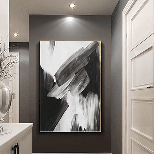 Quadro Decorativo Abstrato Minimalista Preto e Branco