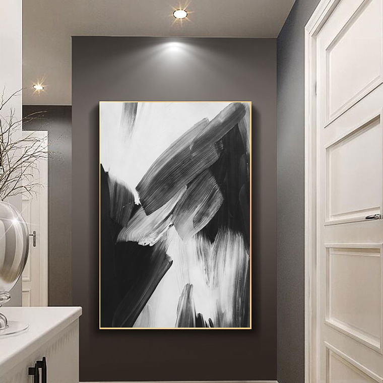 Quadro Decorativo Abstrato Minimalista Preto e Branco 1