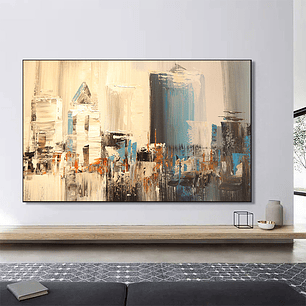 Quadro Decorativo Abstrato Cidade Bege