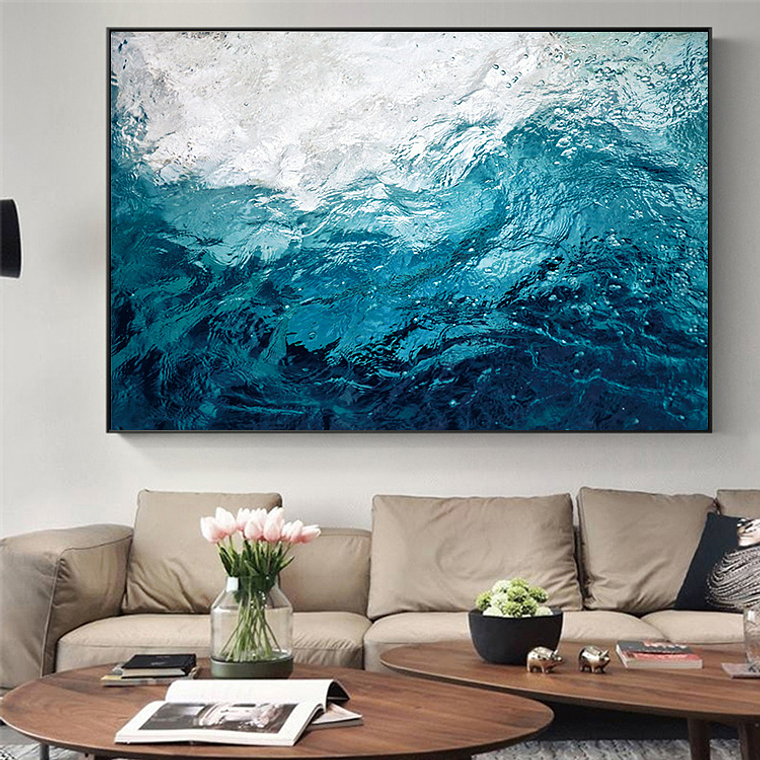 Quadro Decorativo Abstrato Aguas Azul 1