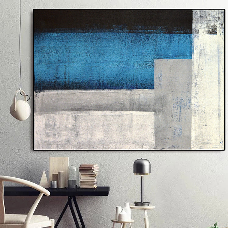 Quadro Decorativo Abstrato Cinza Azul 1