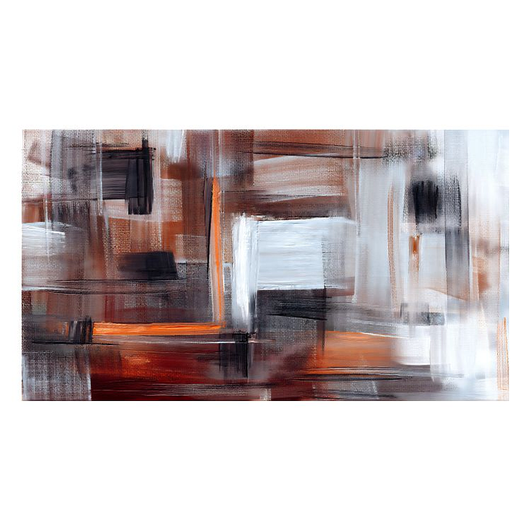 Quadro Decorativo Abstrato Pinceladas Marrom e Preto 2