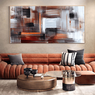 Quadro Decorativo Abstrato Pinceladas Marrom e Preto