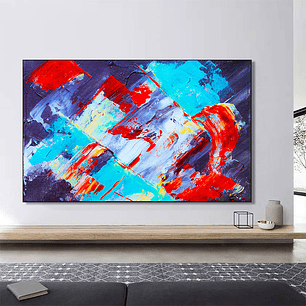 Quadro Decorativo Abstrato Pinceladas Azul e Vermelho