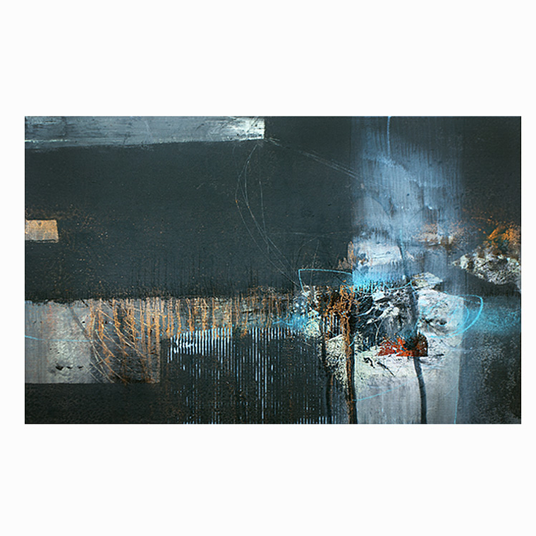 Quadro Decorativo Abstrato Pinceladas Azul Luxo 2