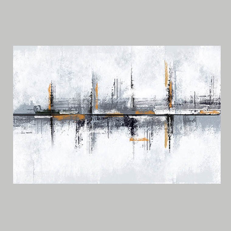 Quadro Decorativo Abstrato Cidade Cinza e Preto 2