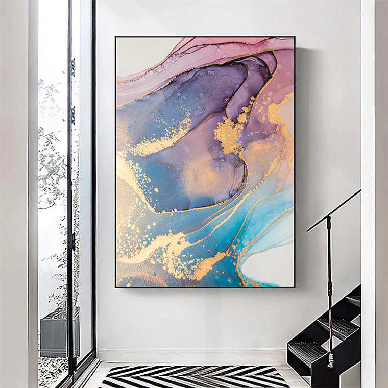 Quadro Decorativo Abstrato Rosa e Azul 1