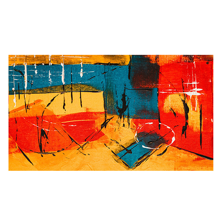 Quadro Decorativo Abstrato Vermelho Amarelo Azul 2
