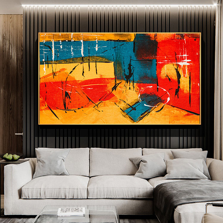 Quadro Decorativo Abstrato Vermelho Amarelo Azul 1