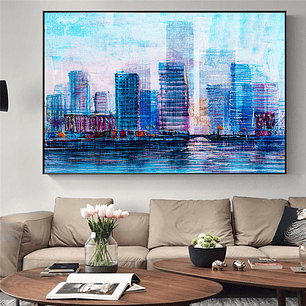 Quadro Decorativo Abstrato Cidade Azul Ocean