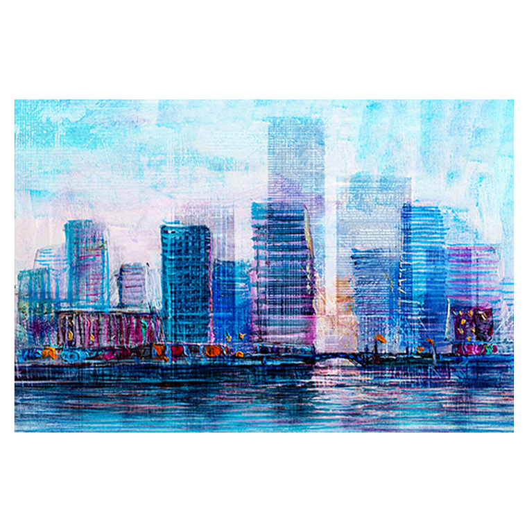 Quadro Decorativo Abstrato Cidade Azul Ocean 2