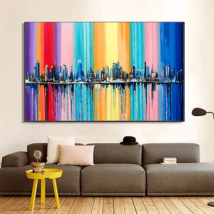 Quadro Decorativo Abstrato Cidade Colorido