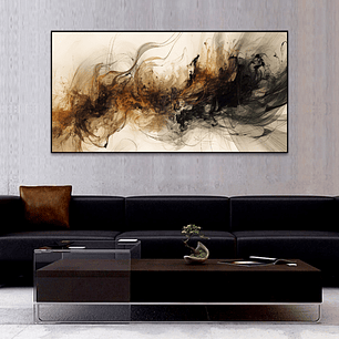 Quadro Decorativo Abstrato Moderno Bege e Preto