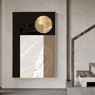 Quadro Decorativo Abstrato Geométrico Marrom Dourado II