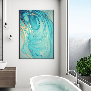 Quadro Decorativo Abstrato Tiffany e Dourado