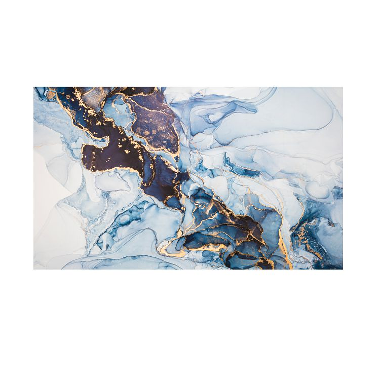Quadro Decorativo Abstrato Azul Branco Ouro 2