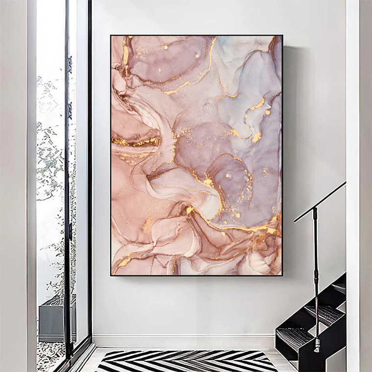 Quadro Decorativo Abstrato Moderno Rosa e Roxo 1