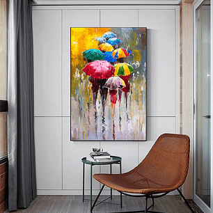 Quadro Decorativo Abstrato Cores Guarda Chuvas