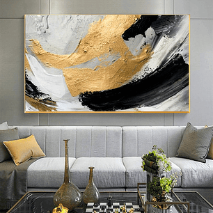 Quadro Decorativo Abstrato Black and Gold Luxury