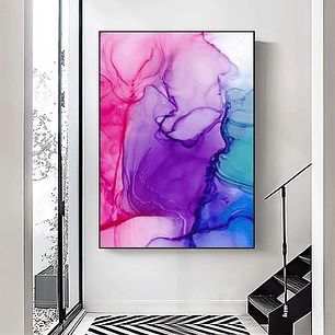 Quadro Decorativo Abstrato Pink Purple and Blue