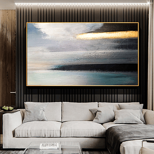 Quadro Decorativo Abstrato Preto Tiffany and Gold