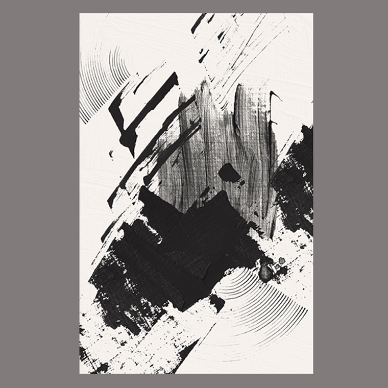 Quadro Decorativo Abstrato Preto Branco Splash 2