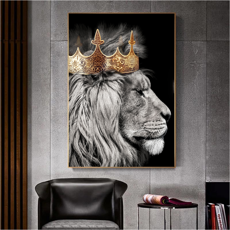 Quadro Decorativo Leão Perfil Coroa 1