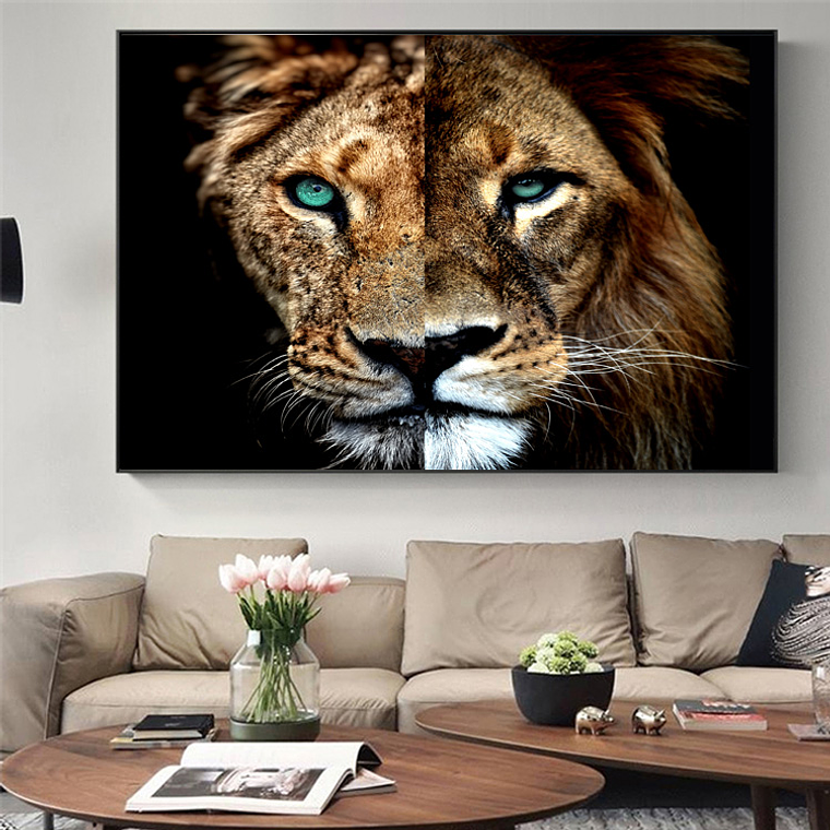 Quadro Decorativo Leão e Leoa Luxo 1