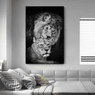 Quadro Decorativo Leão Casal Amor