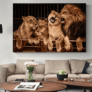 Quadro Decorativo Leão Família Cores