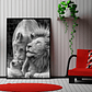 Quadro Decorativo Leão Família Preto e Branco - Thumbnail 1
