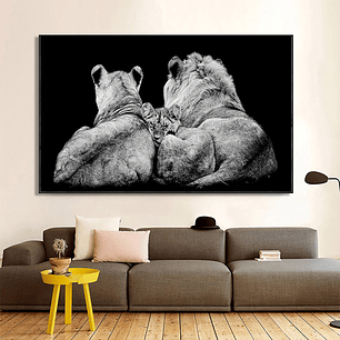 Quadro Decorativo Leão Família Bebê 