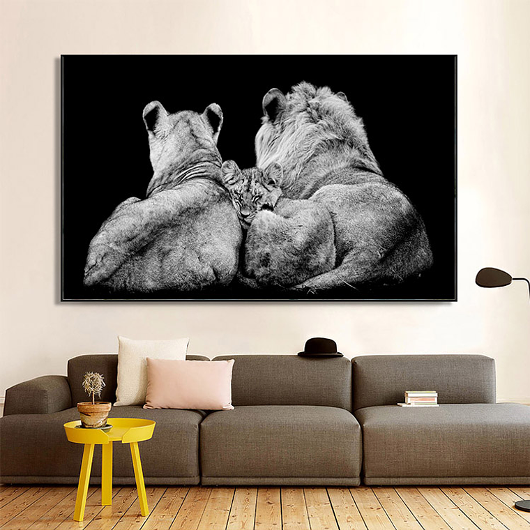 Quadro Decorativo Leão Família Bebê  1