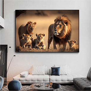 Quadro Decorativo Leão Family Five