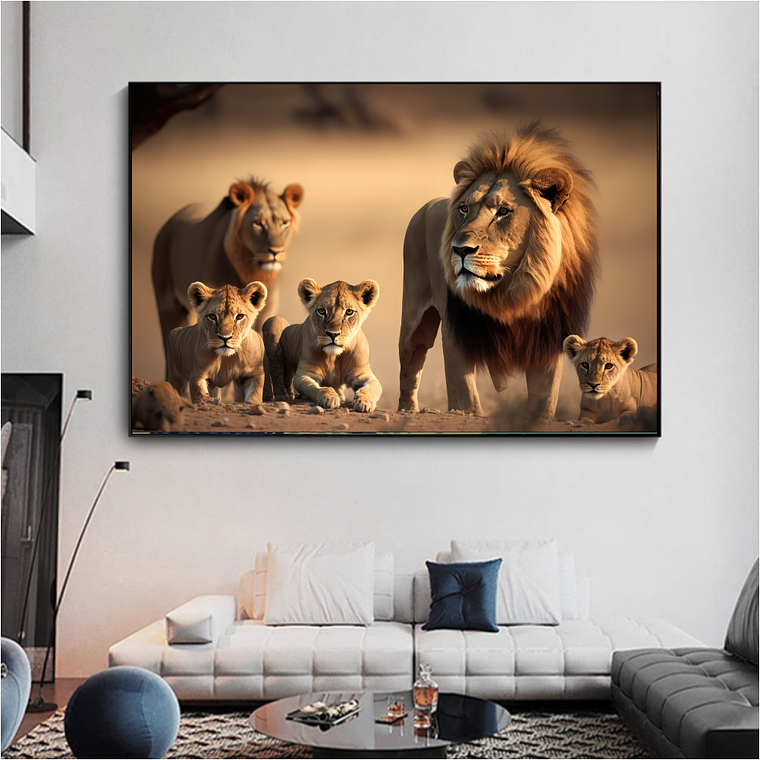Quadro Decorativo Leão Family Five 1