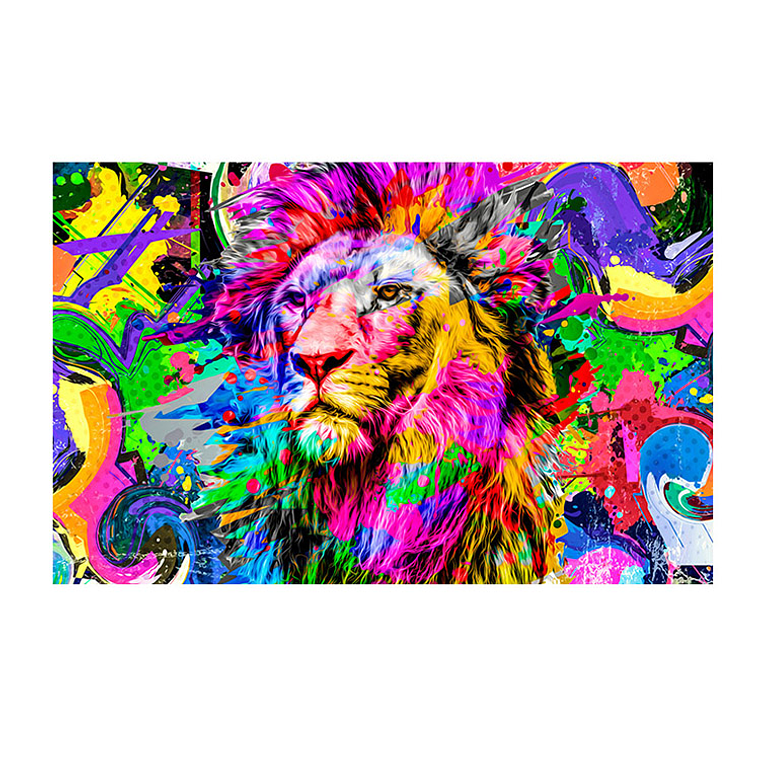 Quadro Decorativo Leão Cores 2