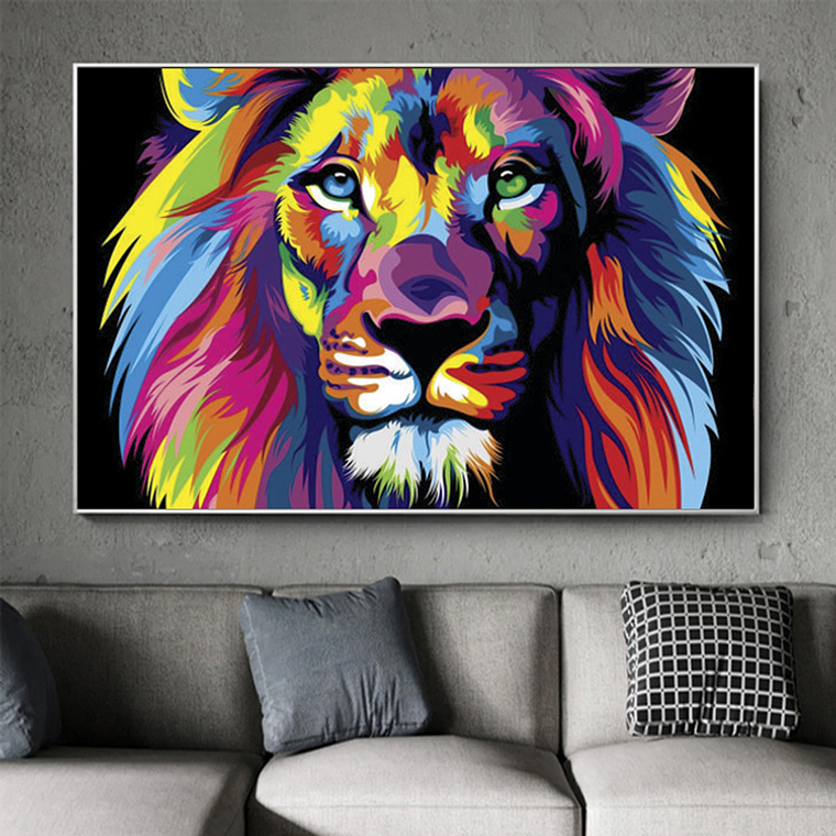 Quadro Decorativo Leão Cores and Black 1