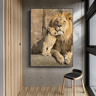 Quadro Decorativo Leão e Filhote