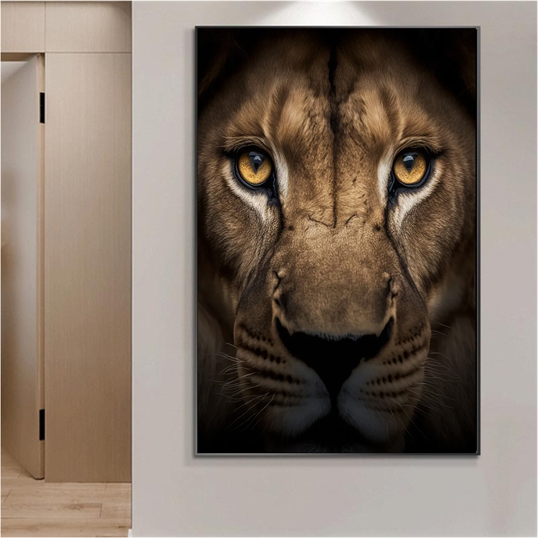 Quadro Decorativo Leão Olhos Amarelo 1