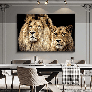 Quadro Decorativo Leão e Leoa Horizonte