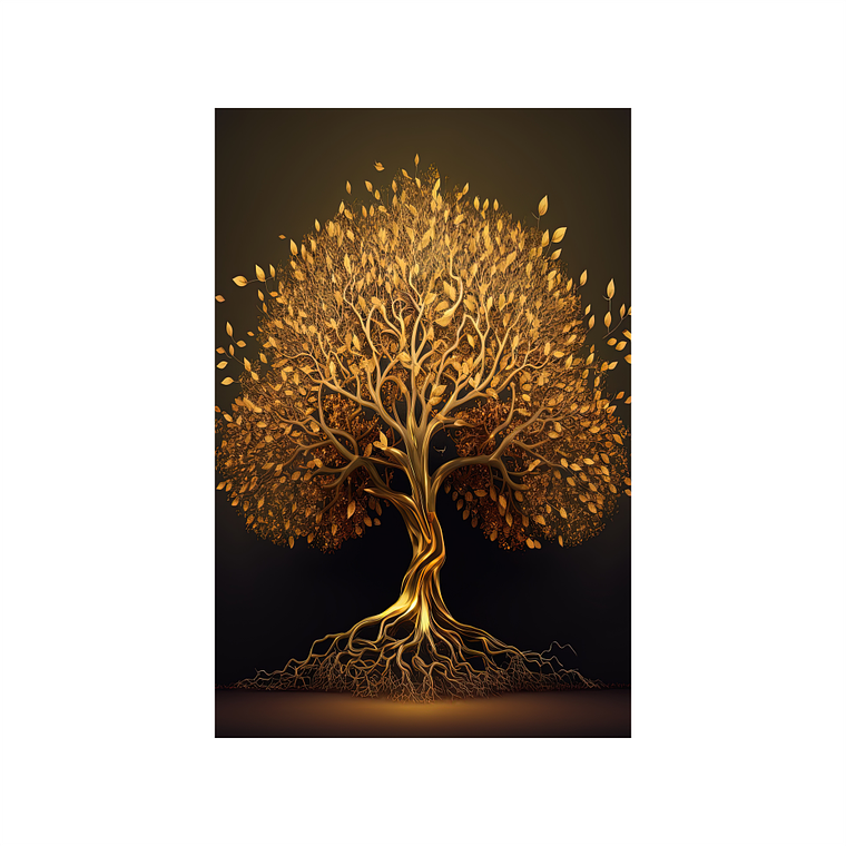 Quadro Decorativo Árvore Dourado e Preto 2