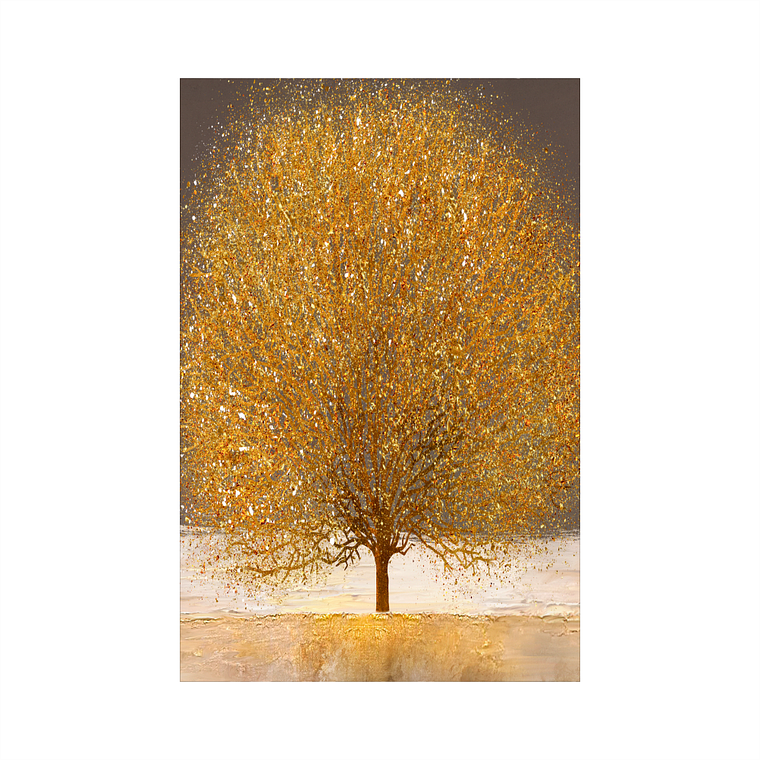 Quadro Decorativo Árvore Dourado e Branco 2