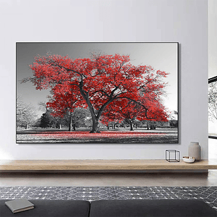Quadro Decorativo Árvore Preto Vermelho