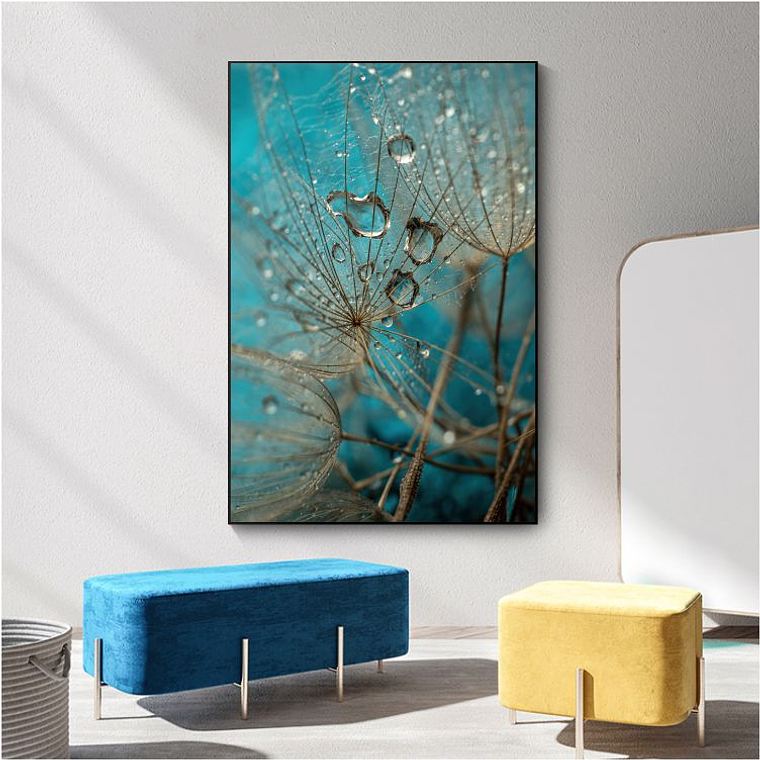 Quadro Decorativo Flores Dente de Leão Azul 1